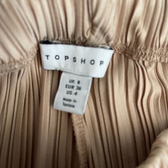 Topshop Golden Pleated Pull On Pants Ankle Slits 4 - Picture 5 of 8
